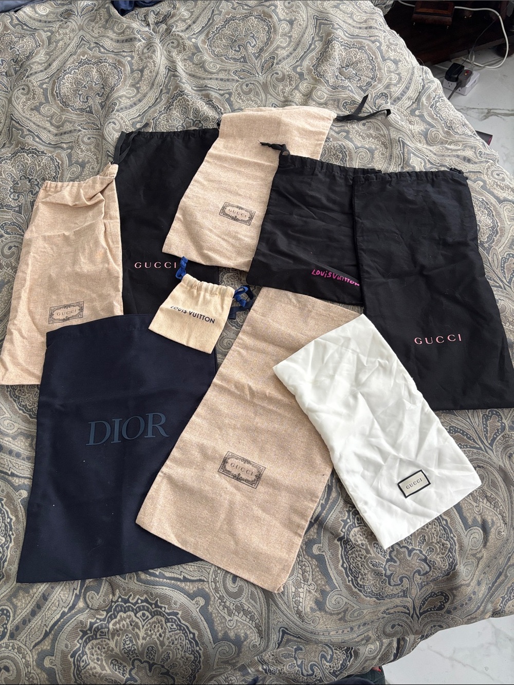 Gucci Black and Beige Dust Bags Set